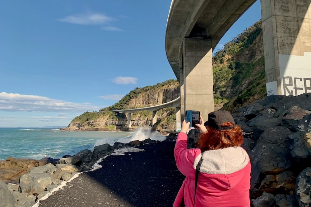 Taking photos under Sea Cliff Bridge