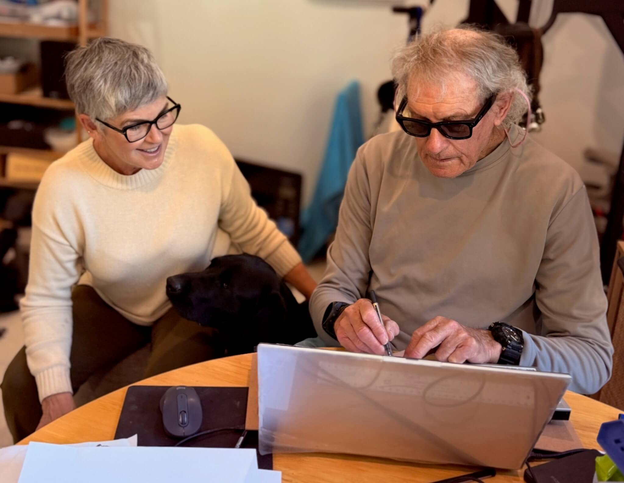 Support for an elderly man using a computer