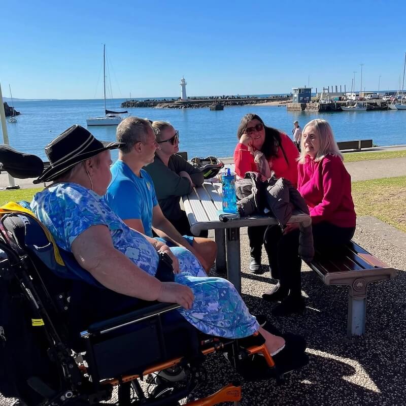 Group of people in Wollongong with support worker